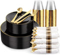 KIRE 175Pcs Black Plates Disposable by KIRE
