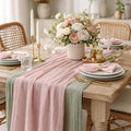 Cheesecloth Table Runner 10 Pack Sage Green and Dusty Pink, Boho Gauze Table by Avolander