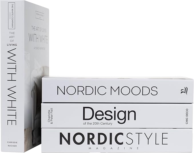 Mono Large | 4 PCS Faux Decorative Books for Home Decor | Not Real Books (Cardboard Boxes) | Coffee Table, Shelf Styling & Modern Aesthetic Accent Pieces for Living Room, Office