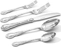 KINGSTONE Vintage Carved Silverware Set, 60-Piece 18/10 Stainless Steel Flatware Cutlery Set with Retro Royal Thick Handle, Tableware Utensils for Home, Restaurant, party, Wedding, Dishwasher Safe