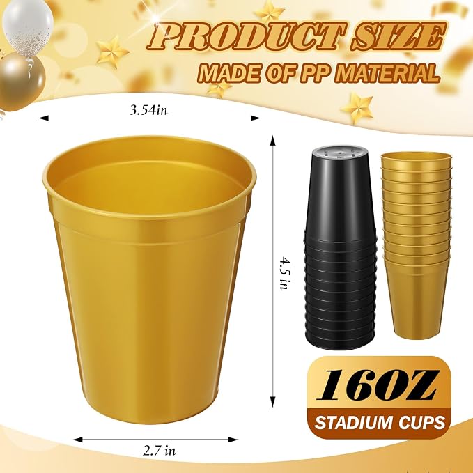 Yungyan 50 Pack 16 oz Stadium Cups Reusable Plastic Cups Blank Drink Stadium - Image 2