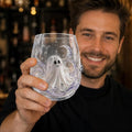 3D Halloween Embossed Handmade Glass Cup Pumpkin Ghost Black Cat | Handmade by Unknown