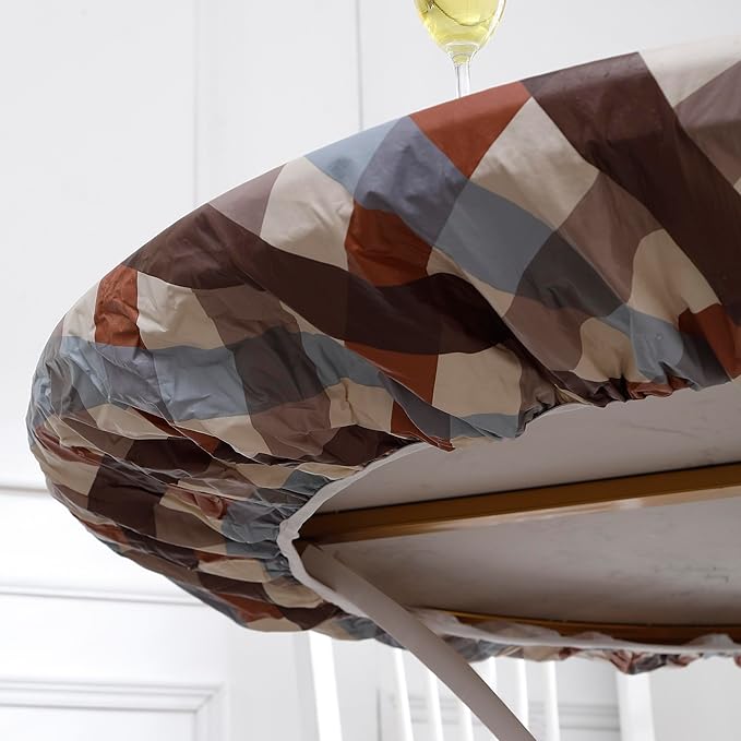 Walrus Round Vinyl Fitted Tablecloth with Flannel Backing Elastic Edge Design Table Cover Waterproof Oil-Proof PVC Table Cloth Stain-Resistant Best for 57"-66" Round