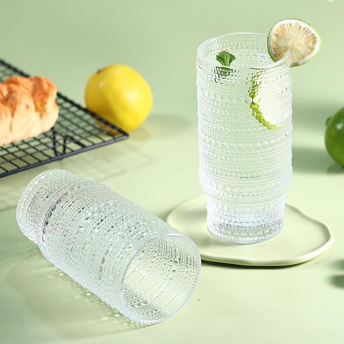 Large Capacity 16 oz Hobnail Drinking Glasses Set of 4, Vintage Glassware - Image 5