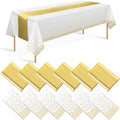 12 Pack White and Gold Tablecloth and Table Runner Set Party Decorations by Zachely