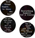Drinks Coasters Set of 4, Inspirational Positive Quotes Round 4" Cup Coasters, Absorbent Ceramic Stone Coasters with Cork Base, Cute Coasters for Table Home Décor, Ideal Gifts for Women Men