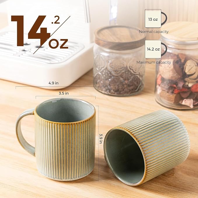 theterra Ceramic Coffee Mugs Set of 4, 14.2 oz Coffee Cups - Image 2