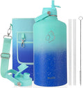 BUZIO 1 Gallon Water Jug with Straw Lid, 128oz Water Bottle Stainless Steel by BUZIO
