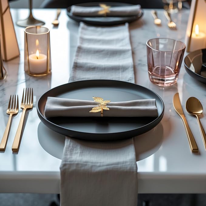 Decozen Set of 12 Gold Napkin Rings in Butterfly Design Festive Table Decor Setting for Holiday Wedding, Birthday, Kitchen, Home Decor Housewarming Gift - Mothers Day Decorations
