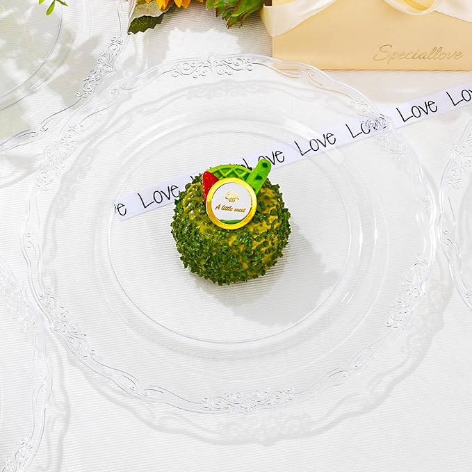 DaYammi 60PCS Clear Plastic Plates, Heavy Duty Clear Disposable Plates Premium 10inch Dinner Plates Hard Plastic Plates Disposable for Party Wedding Bridal Shower