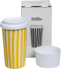 Ceramic Travel Mug with Lid – Cute Coffee Cup by Giroflier