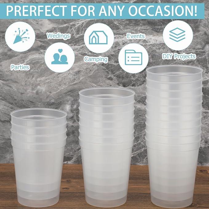 Yungyan 100 Pack 16 oz Stadium Cups Reusable Plastic Cups Blank Drink Stadium - Image 7