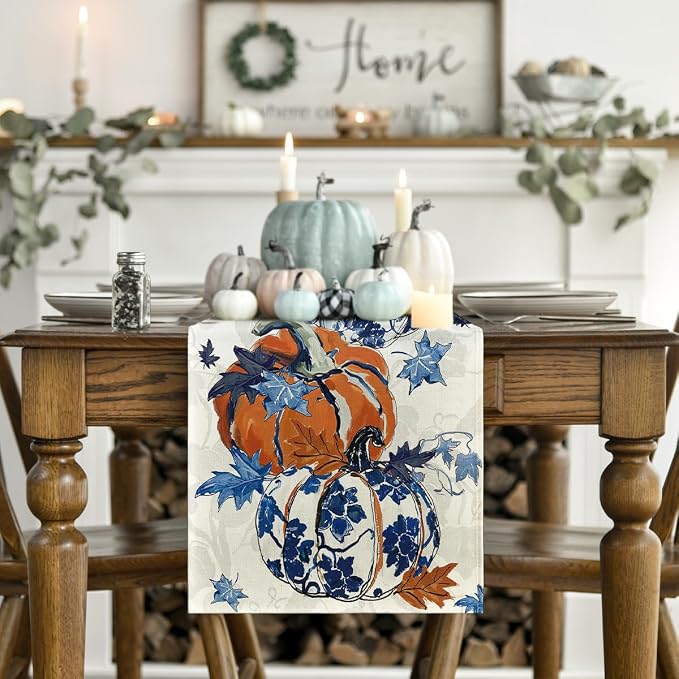 Artoid Mode 210 GSM Fall Table Runner 13x60 Inch Home Party Decor | Pumpkins - Image 2
