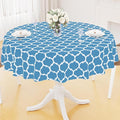Smiry Round Plastic Table Cloth, Waterproof Vinyl Tablecloth with Flannel Backing for Round Tables, Wipeable Spillproof Tablecloths for Dining, Camping, Indoor and Outdoor (60" Round, Light Blue)