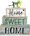 Moucuny 4 Pcs Farmhouse Wooden Table Decor Rustic Home Sweet Home Stacked by Moucuny
