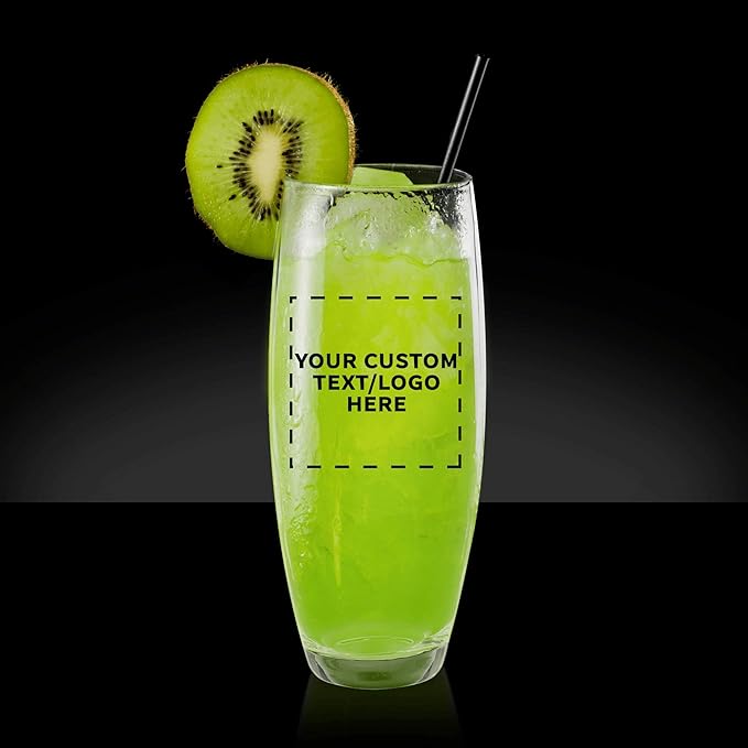 DISCOUNT PROMOS 10 ARC Stemless Champagne Flutes Set, 9 oz. - Customizable Text, Logo - Cachet, Glassware, Cocktails - Clear