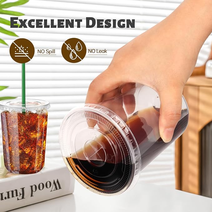 GGOLDMER 50 Set 16oz Clear Round Bottom Plastic Cups - Image 4