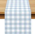 Dusty Blue Gingham Table Runner Light Blue Checkered Boy Girl Baby Shower by Buxiuer