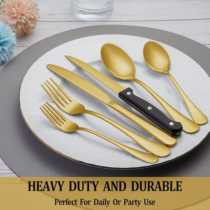 36 Pcs Gold Silverware Set - Image 7