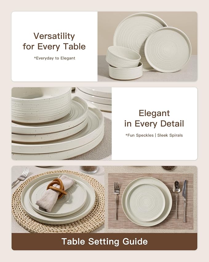 Stoneware Dinnerware Set for 8, Plates and Bowls - Image 4