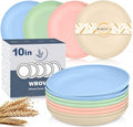 Dinner Plates Set of 8-10 Inch Wheat Straw Plates Unbreakable Kitchen Plates by WROVA