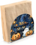 Cat Pumpkin Ghost Napkin Holder for Table Kitchen Decor Acrylic Paper Napkin Holders for Tissue Dining Room Indoor Outdoor Party Holiday Accessories