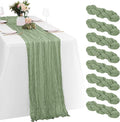 8 Pack Sage Green Cheesecloth Table Runners 20x120 Inch Gauze Table Runner by Yorcari