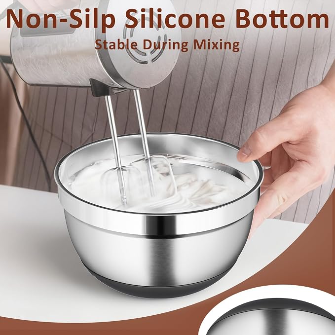 9 Pack Mixing Bowls with Airtight Lids Set, Stainless Steel Mixing Bowls with - Image 3