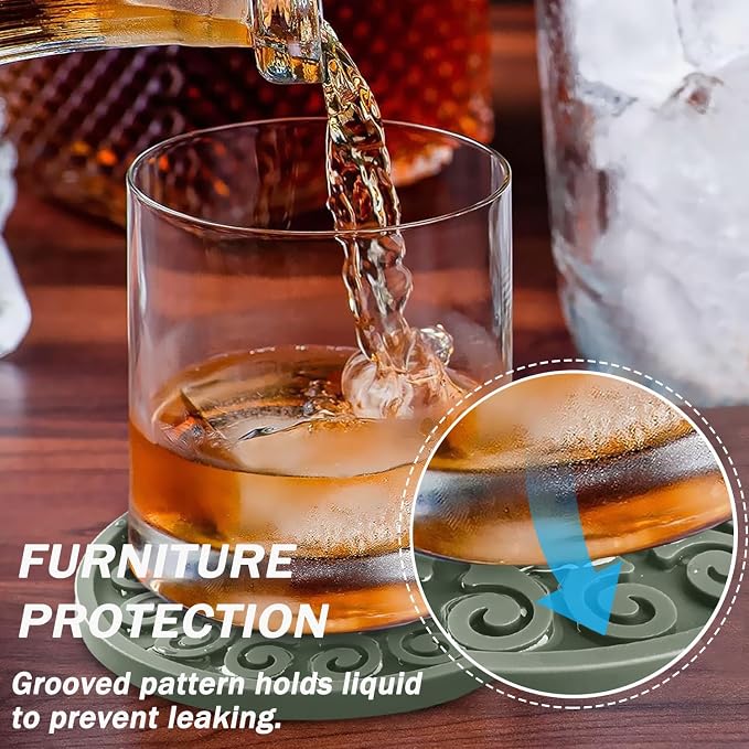 Coasters for Drinks, Resistant Reusable Silicone Coasters - Image 5