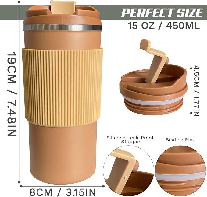 Insulated Travel Coffee Mug, Stainless Steel Coffee Cup - Image 2