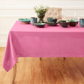Solino Home Flamingo Pink Linen Tablecloth 60 x 132 Inch - Classic Hemstitch, 100% Pure Linen Rectangular Tablecloth - Machine Washable Table Cloth for Valentines, Spring, Easter