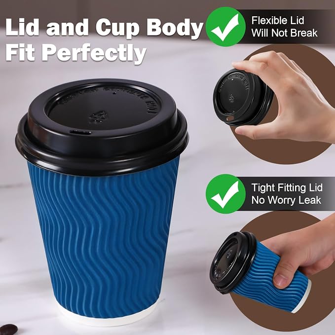500 Pack 12 oz Insulated Disposable Paper Coffee Cups - Image 5