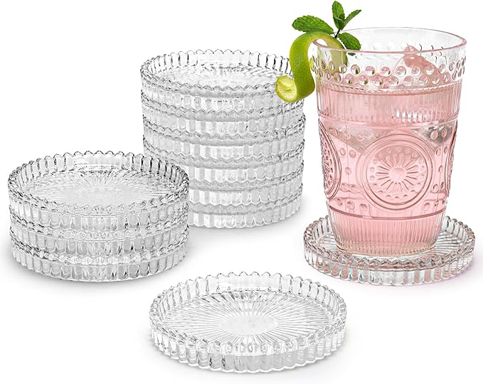 Elsjoy 12 Pack 4 Inch Modern Clear Coaster Set, Round Pillar Candle Holder - Image 5