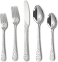 Runfly Modern Carved Floral Silver Stainless Steel 20-Piece Flatware Set | by Runfly