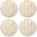 Stripes Tiny Dots Minimalist Aesthetic Coaster 4 Pcs Cork Placemats Hot Pads by KLL