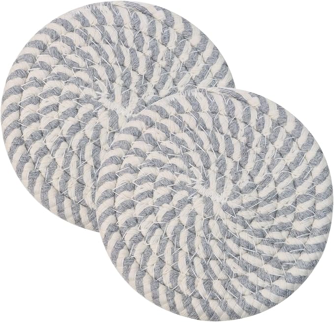 Round Drink Coasters Cotton Woven Absorbent Bar Coasters Housewarming Gift by PPhtony