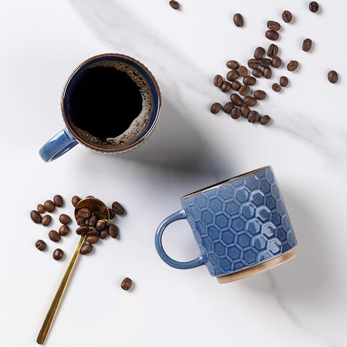 GBhome 6 OZ Stackable Coffee Mugs Set of 4, Ceramic Coffee Cups Set | 4 - Image 3