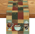 Coffee Theme Table Runner, Rustic Coffee Time Cafe Cup Latte Cappuccino Tea by Unknown