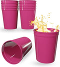 PartyPrints 10 Pack 16 oz Neon Pink Reusable Blank Plastic Cups, Stadium Cups by PartyPrints