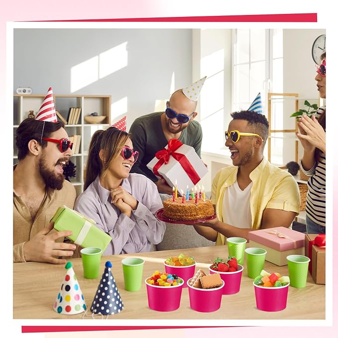 Jingmore Paper Ice Cream Cups 9oz Colored Disposable Dessert Bowls - Image 5
