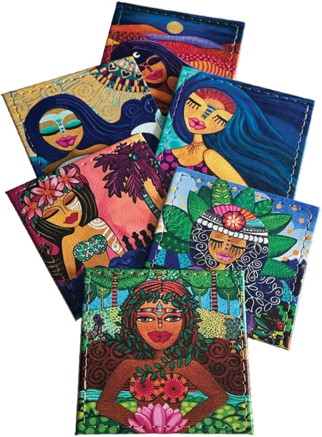 Square Coasters Set of 6, Drink Coaster Made in Chile with Colorful Design and Premium Materials, Beautiful Decor for Your Kitchen - Mujeres Naturales