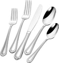 Heavy Duty Silverware Set for 12, 18/10 Stainless Steel, 60 Pieces Silverware Knife Spoon and Fork Set, Dishwasher Safe Flatware Set with Beaded Edge Handle