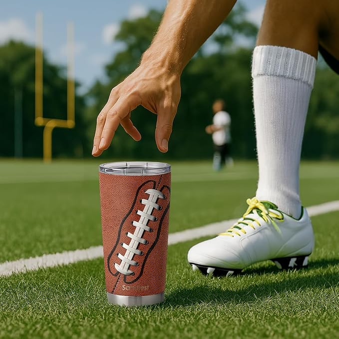 SANDJEST Football Tumbler 20oz Stainless Steel Insulated, Travel Coffee Cup - Image 7