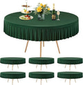 6 Pack Hunter Green Spandex Round Tablecloths for 60 inch Table, Stretchy Fitted 5FT Round Table Cloth with Skirt for Wedding Party Dining Banquet