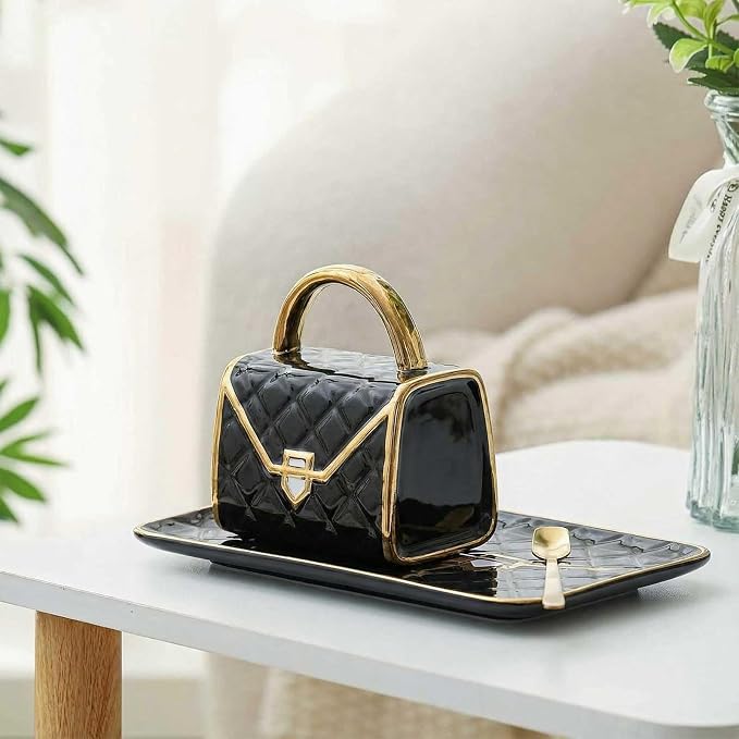 Zubebe 2 Set Coffee Mug Elegant Handbag Shaped Cup Modern Ceramic Purse Mug - Image 4