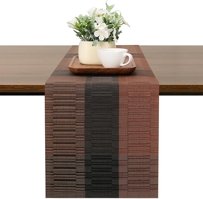 Table Runner 88 Inches Long, Vinyl Woven Farmhouse Table Runners | Washable by Chitomars