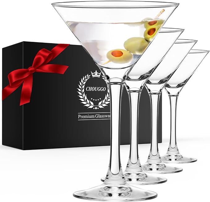 Chouggo Martini Glasses Set of 4, Hand Blown Premium Crystal Cocktail Glasses by ChouggoGlassware
