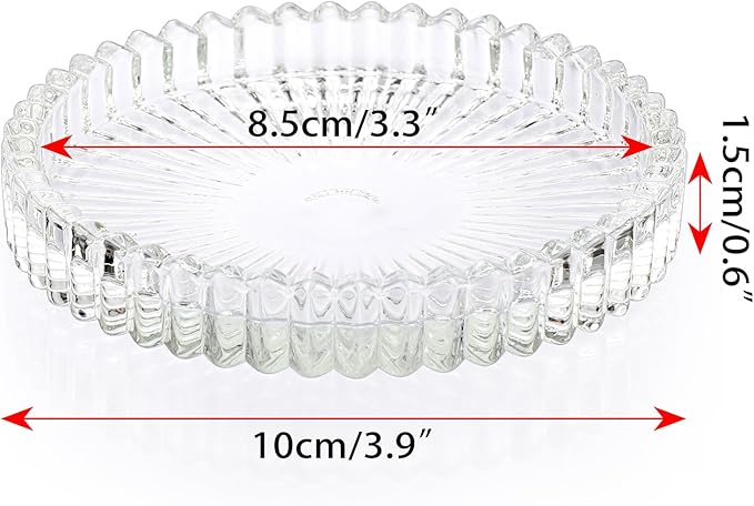 JUXYES 8 Pack Clear Crystal Coasters Round Cup Mat, Glass Coasters for Drinks Coffee Tea Wine, Decorative Wine Bottle Coaster, Crystal Drink Coasters for Restaurant bar Kitchen Dining Table