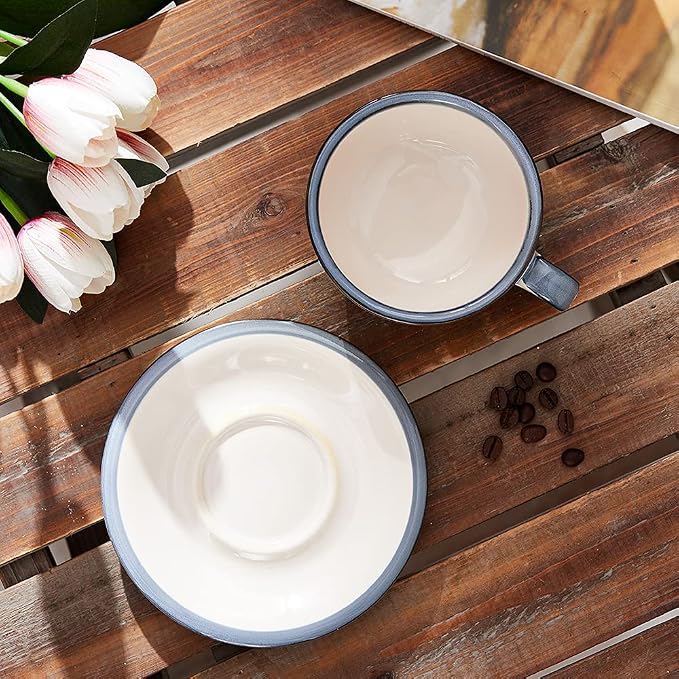 Coffeezone Vintage Design 12 oz Ceramic Latte Art Cappuccino Barista Cup - Image 3