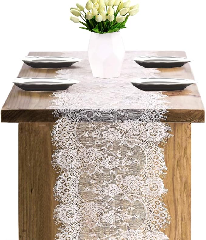 10 Pcs White Lace Table Runner 14 x 120 Inch Vintage Table Runner - Image 7